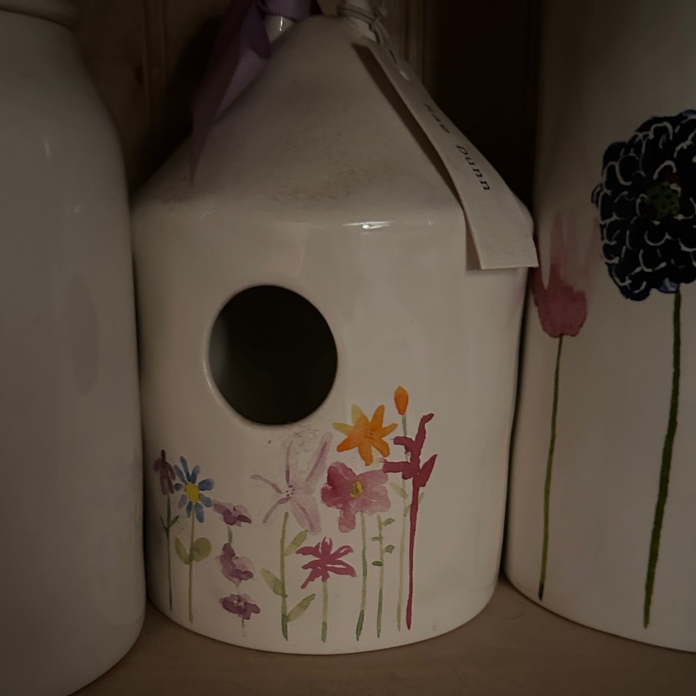 Rae Dunn Floral Ceramic Birdhouse, bloom. Brand new